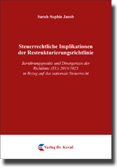 Dissertation: Steuerrechtliche Implikationen der Restrukturierungsrichtlinie