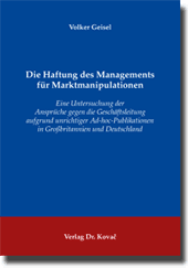 Dissertation: Die Haftung des Managements für Marktmanipulationen