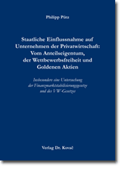 Dissertation: Staatliche Einflussnahme auf Unternehmen der Privatwirtschaft: Vom Anteilseigentum, der Wettbewerbsfreiheit und Goldenen Aktien