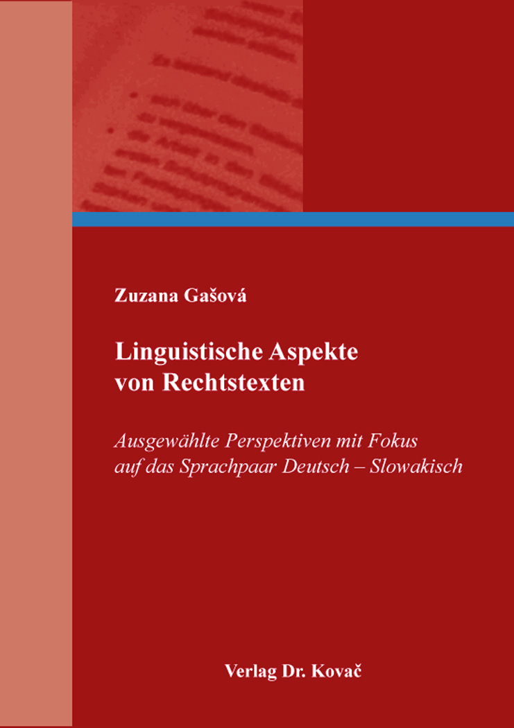 Cover: Linguistische Aspekte von Rechtstexten