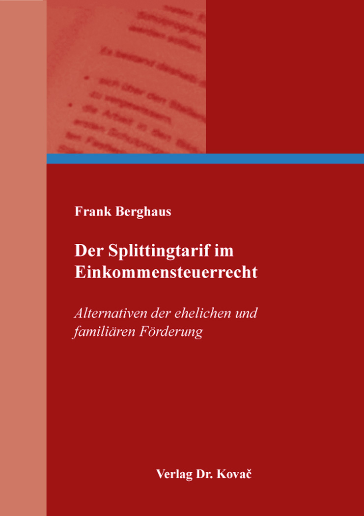 Cover: Der Splittingtarif im Einkommensteuerrecht