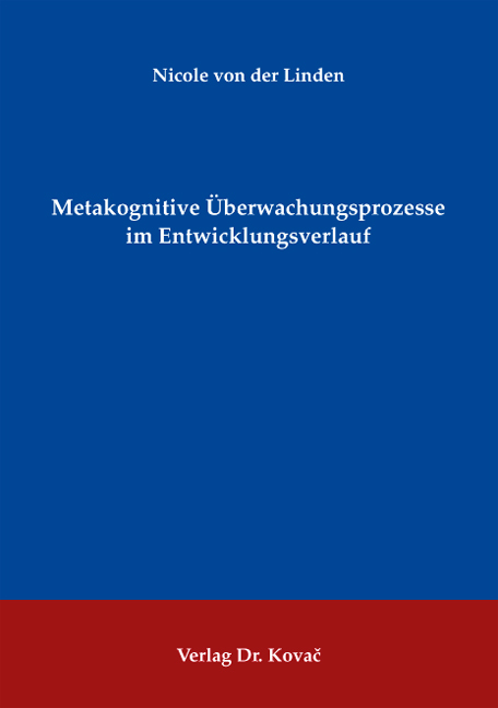 Cover: Metakognitive Überwachungsprozesse im Entwicklungsverlauf