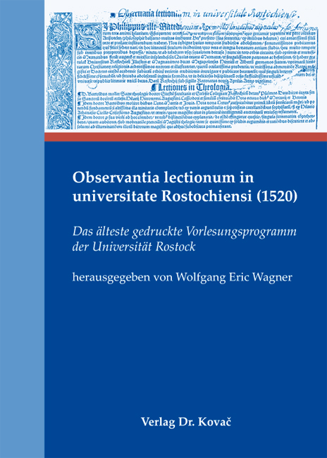 Cover: Observantia lectionum in universitate Rostochiensi (1520)