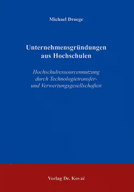Cover: Unternehmensgründungen aus Hochschulen