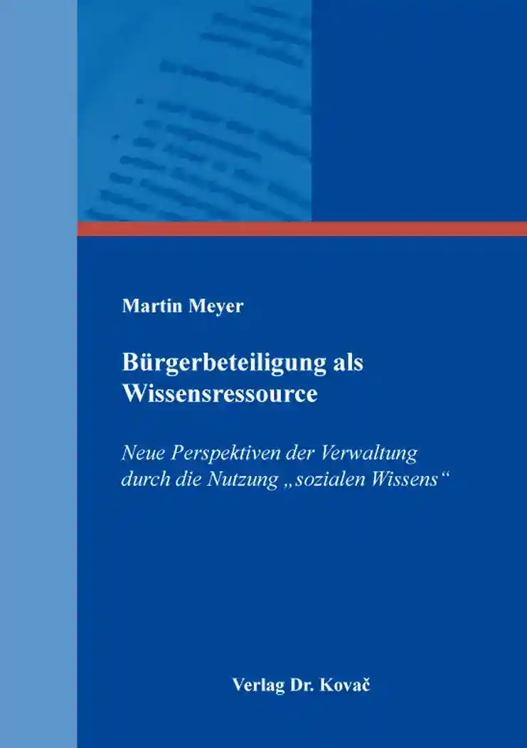 Cover: Bürgerbeteiligung als Wissensressource
