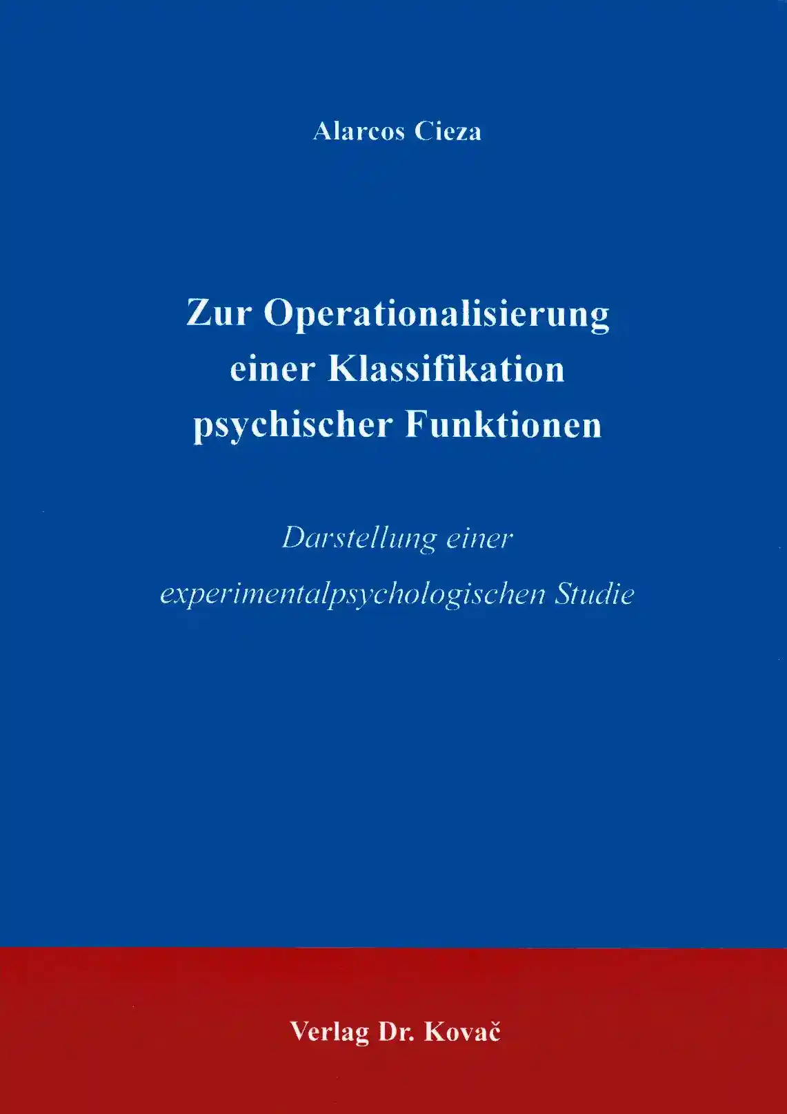 Cover: Zur Operationalisierung einer Klassifikation psychischer Funktionen