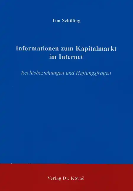 Informationen zum Kapitalmarkt im Internet (Dissertation)