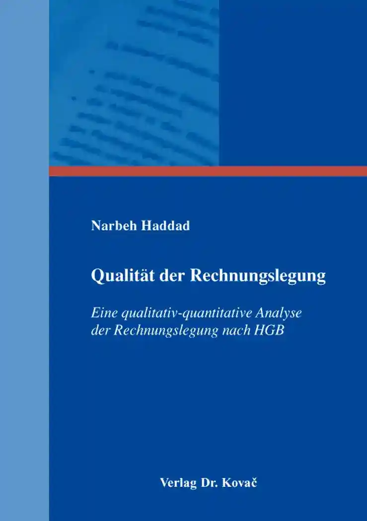 Cover: Qualität der Rechnungslegung